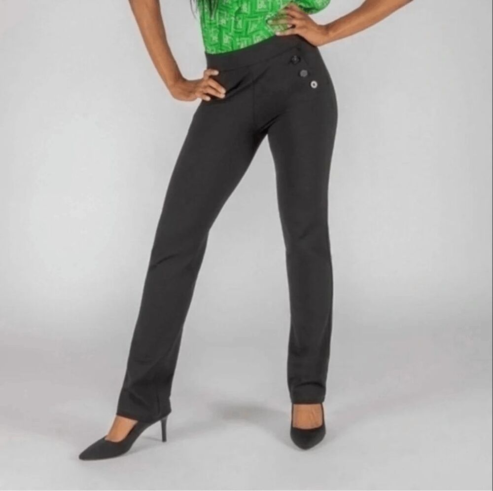 New Betabrand Charcoal Straight Six Button Dress Pant Yoga Pants XSmall Petite